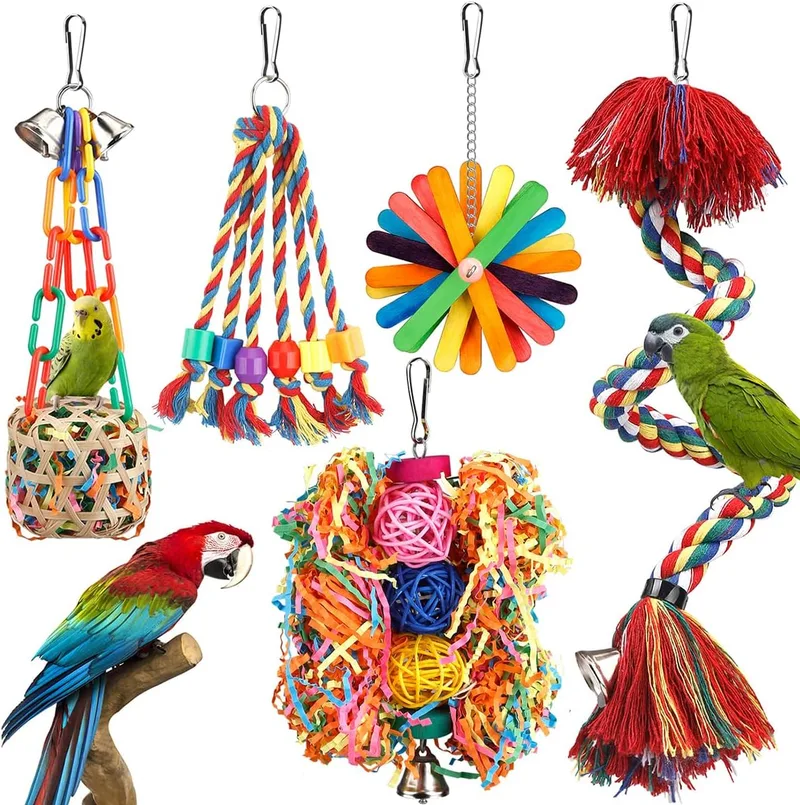 Colorful Bird Toys - Rope Perch & Swing for Parrots